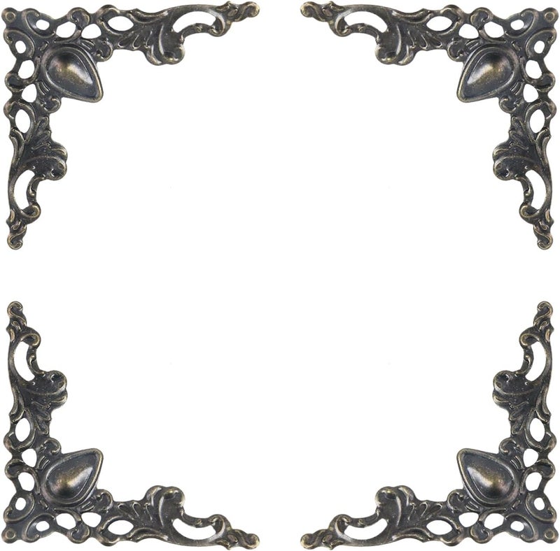 Geesatis 100-Pack Antique Bronze Corner Protectors - Decorative Edge Guards for Photo, Books, Albums, Jewelry Boxes & Gifts (1.6x1.6x2.2 inch) - Rustic Vintage Craft Supplies - Image 3