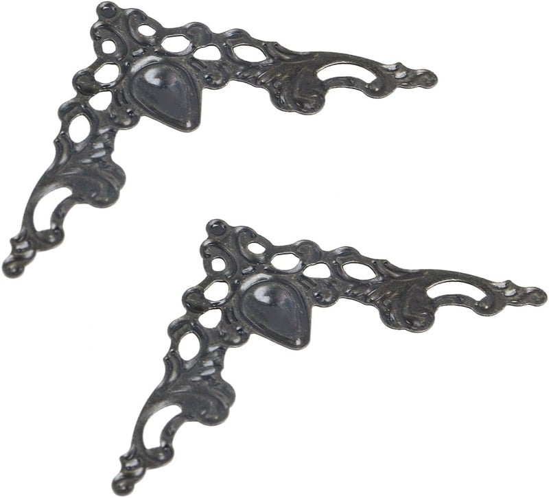 Geesatis 100-Pack Antique Bronze Corner Protectors - Decorative Edge Guards for Photo, Books, Albums, Jewelry Boxes & Gifts (1.6x1.6x2.2 inch) - Rustic Vintage Craft Supplies - Image 4