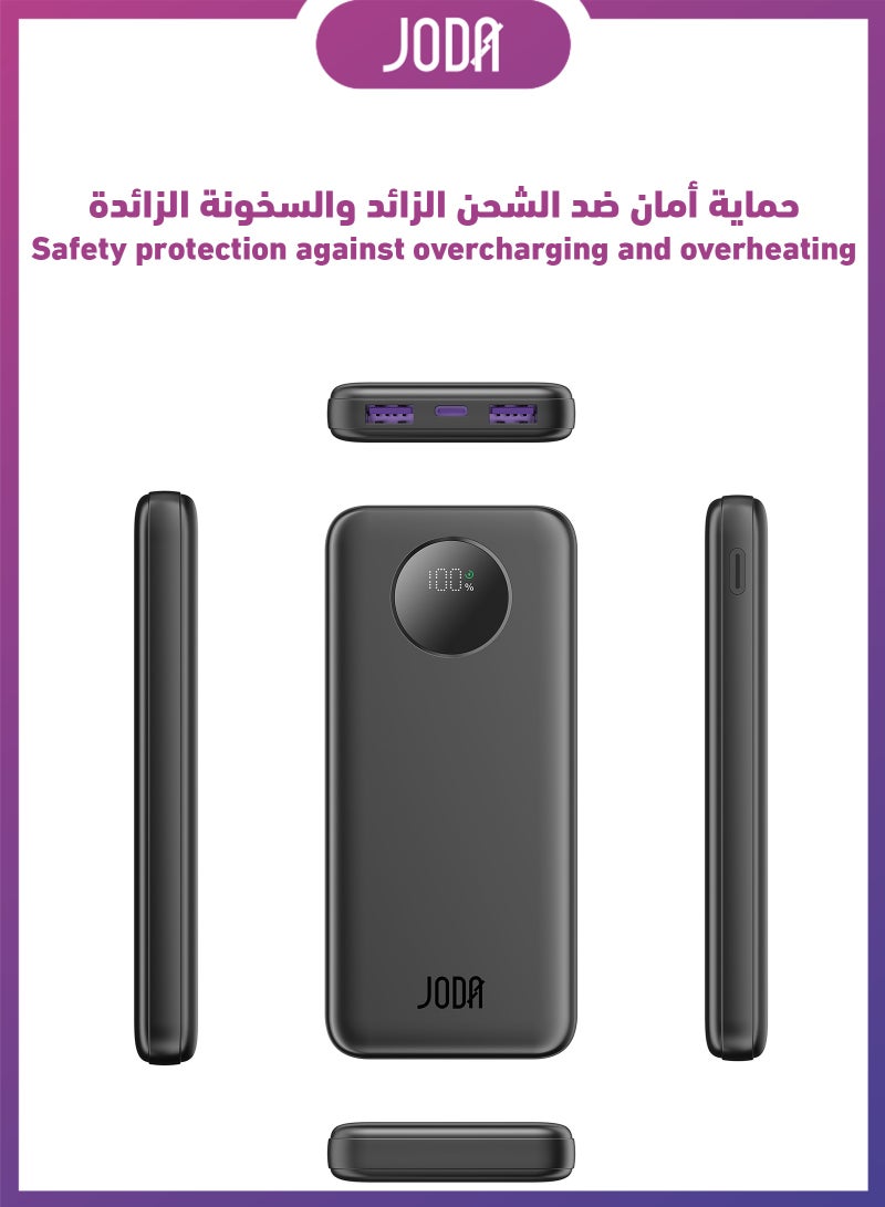 JODA 10000mAh Power Bank 22.5W PD Fast Charging Portable Charger with USB-C & USB-A 3 Ports for iPhone 17 Pro Max, iPhone 16, iPhone 15, Samsung Galaxy S25 Ultra, S24 Ultra & More – JODA BASIC 10 - Image 4