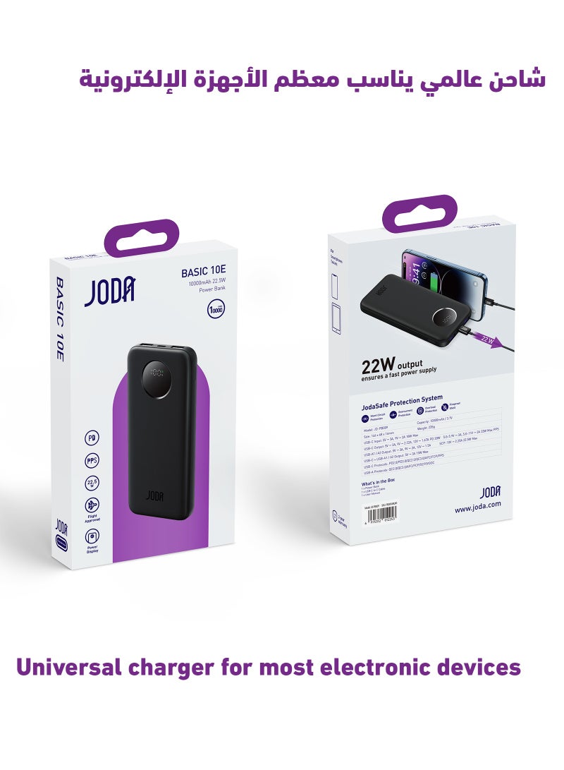 JODA 10000mAh Power Bank 22.5W PD Fast Charging Portable Charger with USB-C & USB-A 3 Ports for iPhone 17 Pro Max, iPhone 16, iPhone 15, Samsung Galaxy S25 Ultra, S24 Ultra & More – JODA BASIC 10 - Image 5