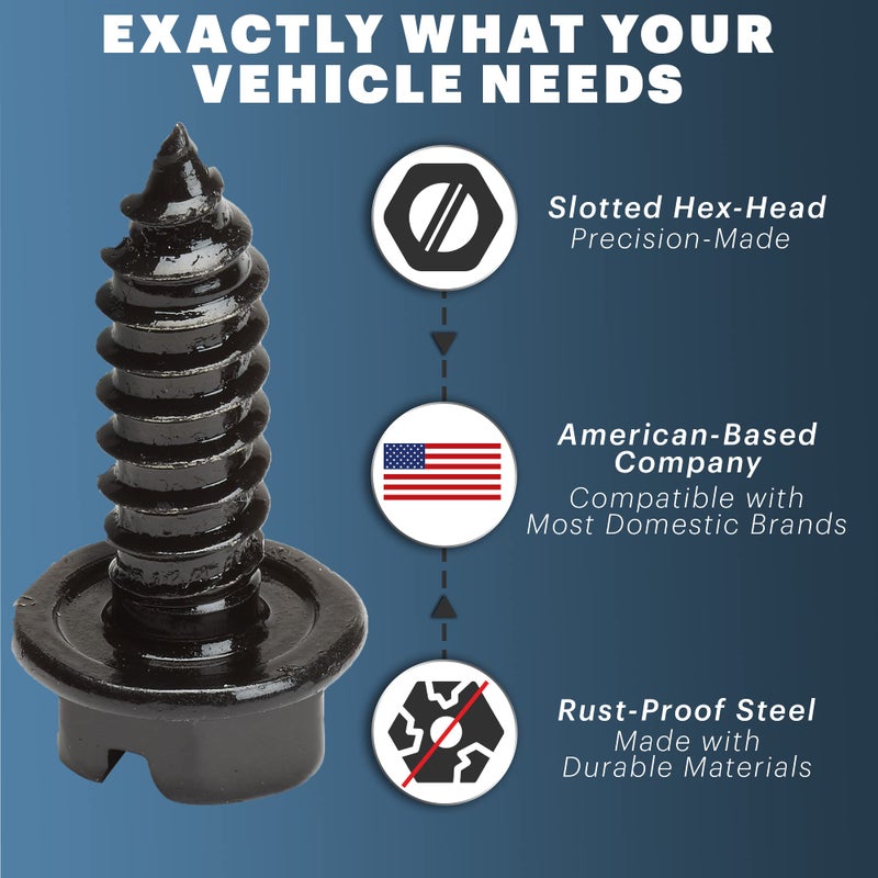 OttoSpeed License Plate Screws with Rustproof Finish - License Plate Screw Kit for Front & Rear Plates - License Plate Bolts for Domestic Vehicles - Stainless Steel Screws for License Plates (4-Pack, Black) - Image 5