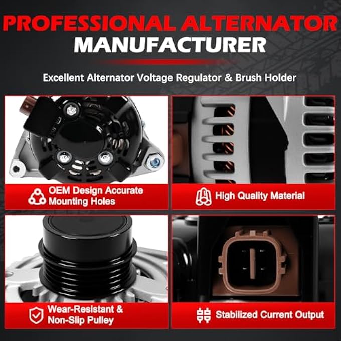 Autodevil 11516 Alternator Fit for 2010 Camry L4 2.5L, 2011 Camry L4 2.5L, 100Amp 12V Automotive Replacement Alternator OE 11516N, A80542, A-80542 - Image 5