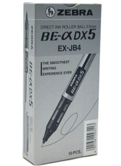 ZEBRA 10 Piece Dx5 Direct Ink Black Roller Ball Pen 0.5 mm  - Image 1