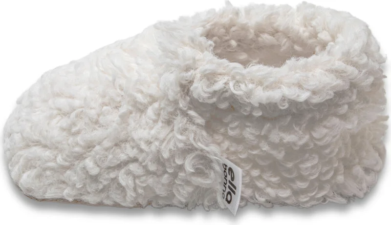 Ella Bonna Tedy Baby Slippers Home Booties, Non-Slip Sole, Organic Cotton Lining, Home Nursery Shoes Off White