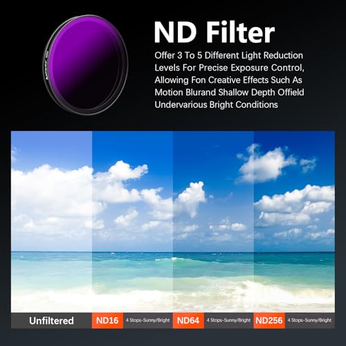 AMAZEAR ND & CPL Filters Set for DJI OSMO Action 6, Action6 Pro Accessories ND16 + ND64 + ND256 + CPL Overlay Lens Filters Kit | 4 Pack | Optical Glass | HD | Oil Resistant | Easy to Use | - Image 3