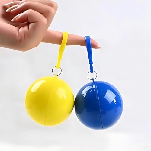 G.FIDEL Emergency Rain Poncho, Disposable Waterproof Raincoat with Hood, Foldable Ball Design with Keychain, Unisex Free Size, Clear,Pack of 2 - Image 2