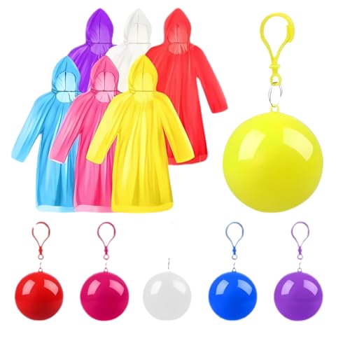 G.FIDEL Emergency Rain Poncho, Disposable Waterproof Raincoat with Hood, Foldable Ball Design with Keychain, Unisex Free Size, Clear,Pack of 2 - Image 1