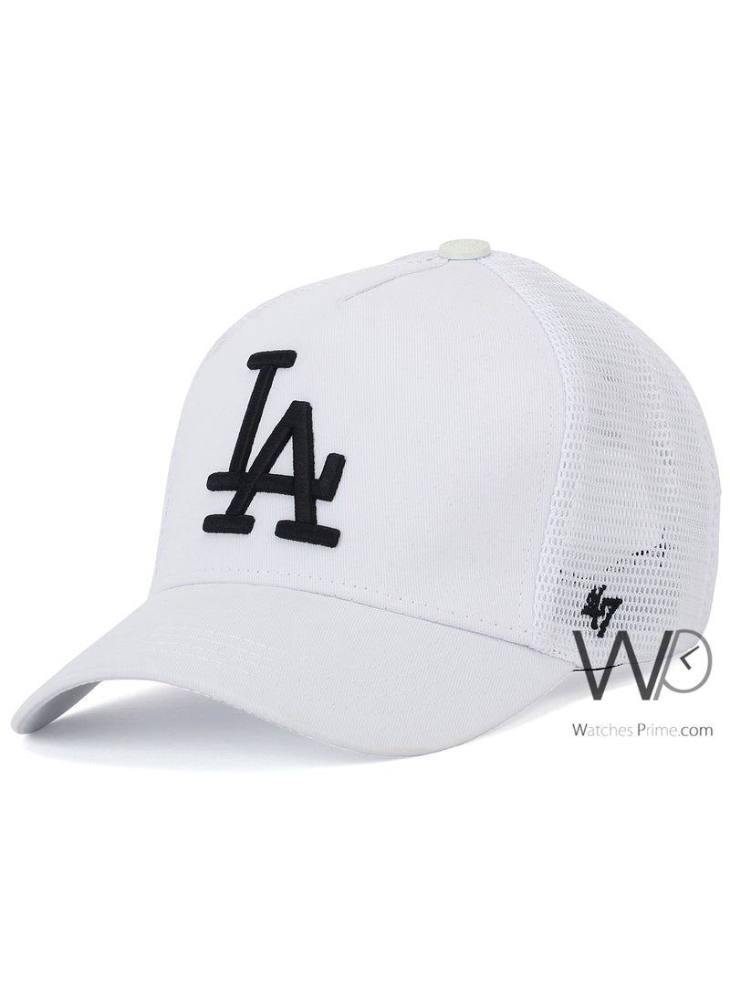 LA Los Angeles Dodgers Trucker Mesh Cap White Color Cotton Hat For Men LA  - Image 1