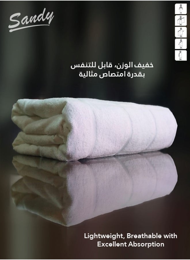 ساندي ساندي طقم إحرام الحج والعمرة، 100٠% قطن مصري فاخر، يتميز بخفة الوزن والتهوية الممتازة, يتكون الطقم من قطعتين 200 × 100 سم, أبيض  - Image 4
