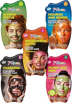 7th Heaven Peel Off Face Masks Set Pack of 5 Cleansing and Hydrating Vegan Pamper Gifts for Women Genuine 7th Heaven Face Masks Skincare - Image 1
