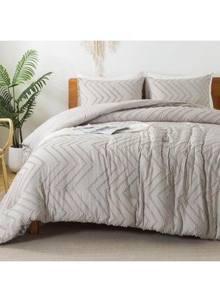 Litanika Linen California King Comforter Set  3 Pieces Cal King Oversized Chevron Tufted Boho Bedding Comforter Sets  Fluffy Bed Set (104x96In Comforter & 2 Pillowcases) - pzsku/Z3FE9488A0986EB768C5BZ/45/1749668527/47274ffd-0316-45b0-ac24-971654cbaf64