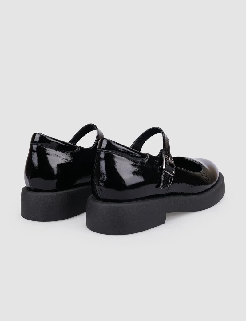 Cabani Leather Black Patent Leather Women's Casual Shoes