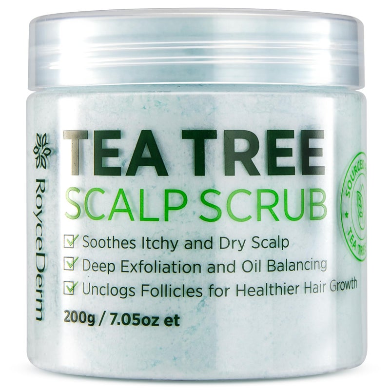 Roycederm Tea Tree Scalp Scrub â€“ Pre-Shampoo Exfoliating Treatment for Dry, Flaky Scalp â€“ Deep Cleansing, Refreshing & Balancing Formula for Healthy-Looking Hair - Image 1