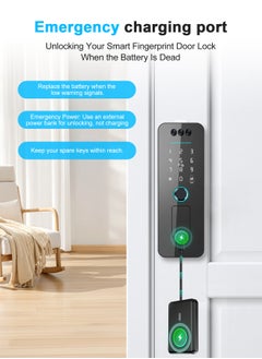 ALINK Smart Door Lock, 3D Face Recognition Smart Lock,6-in-1 Keyless Entry Door Lock ,Touchscreen Keypad, Remote Control With Tuya Lock APP, Built-in WiFi Deadbolt，IP65 Waterproof With 4 Cards  - Image 5
