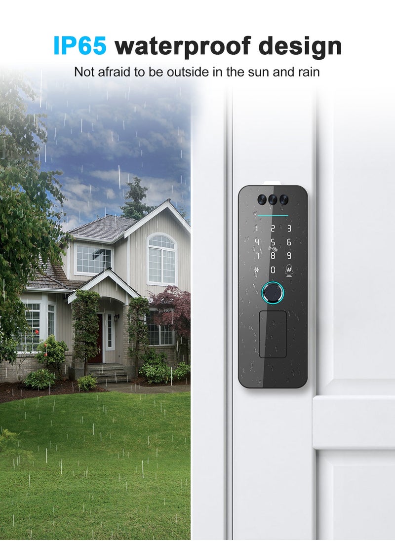 ALINK - Smart Door Lock, 3D Face Recognition Smart Lock,6-in-1 Keyless Entry Door Lock ,Touchscreen Keypad, Remote Control With Tuya Lock APP, Built-in WiFi Deadbolt，IP65 Waterproof With 4 Cards - Image 1