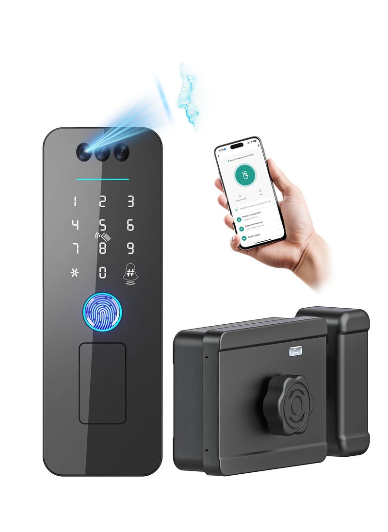 ALINK Smart Door Lock, 3D Face Recognition Smart Lock,6-in-1 Keyless Entry Door Lock ,Touchscreen Keypad, Remote Control With Tuya Lock APP, Built-in WiFi Deadbolt，IP65 Waterproof With 4 Cards  - Image 1