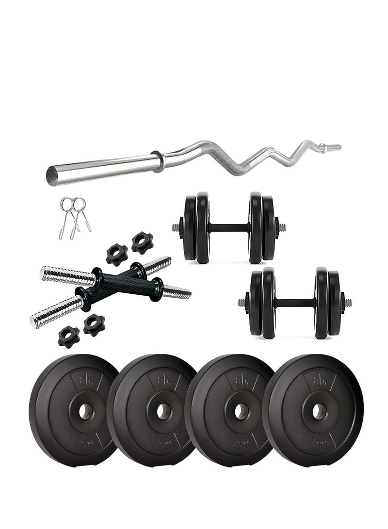anythingbasic. Home Gym Sets 12 kg of PVC weight Material : Iron, Plasti, Sand and Cement | Combo has 3 Feet Curl Iron Rod, One Pair of Dumbbell Rods | For Men and Women  - Image 1