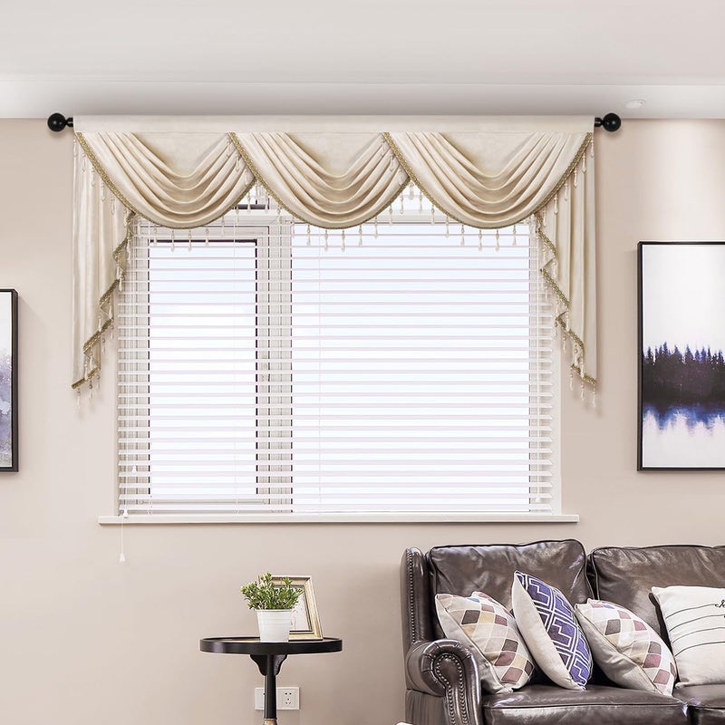 ELKCA Luxury Cream Velvet Curtain Valances for Living Room with Beads(79inch,1 Panel) - Image 5
