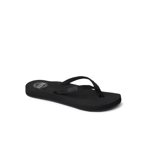 Reef Ginger Womens Beach Flip Flop, Soft Woven Strap Made From 100% Recycled PET, Black/Black, 9 - Image 2