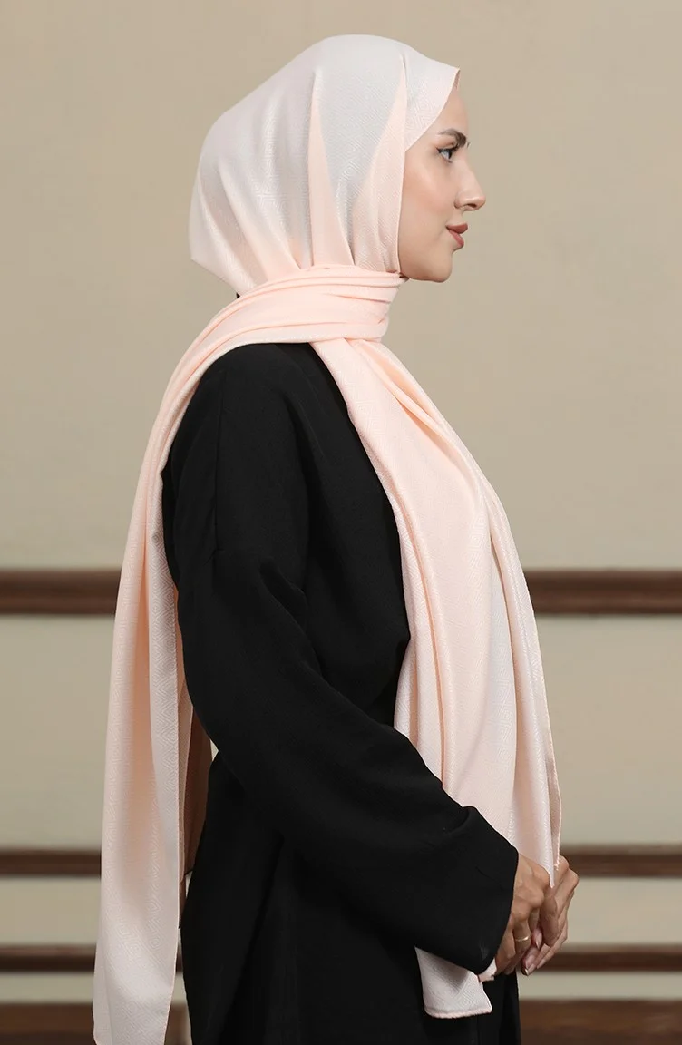 Sefa Merve Madame Mary Baklava Jacquard Shawl 19087-12 Salmon