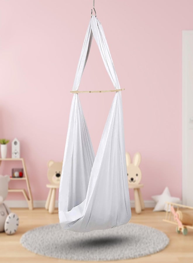 nissi 100% Soft & Strong Cotton Baby Cradle Cloth Only (Thottil Hanging Swing Jhula Uyyala) - New Born | 0-3 Years 50INCH /125 CM Width 60 INCH/150 CM Height with Mosquito Net (Violet) - Image 1