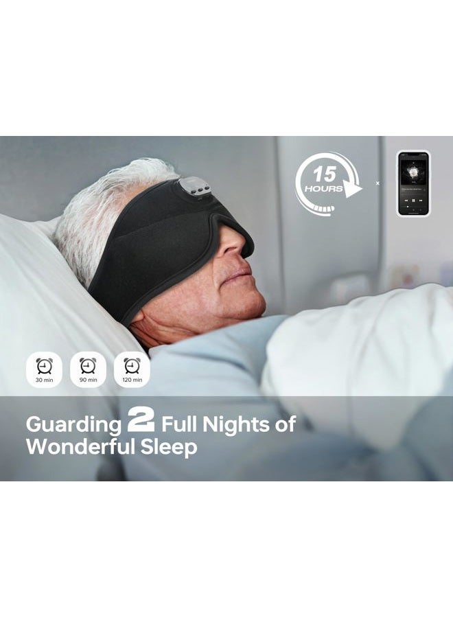 TOPOINT Sleep Mask with Bluetooth Headphones, 3D Eye Mask White Noise Headphones for Sleeping Mask Light Blocking, Timer, 15 Hours for Women Men, Travel, Meditation, Nap, CPAP Users - Image 5