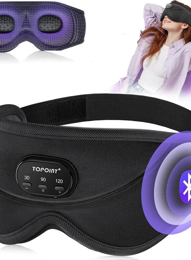 TOPOINT Sleep Mask with Bluetooth Headphones, 3D Eye Mask White Noise Headphones for Sleeping Mask Light Blocking, Timer, 15 Hours for Women Men, Travel, Meditation, Nap, CPAP Users - Image 1