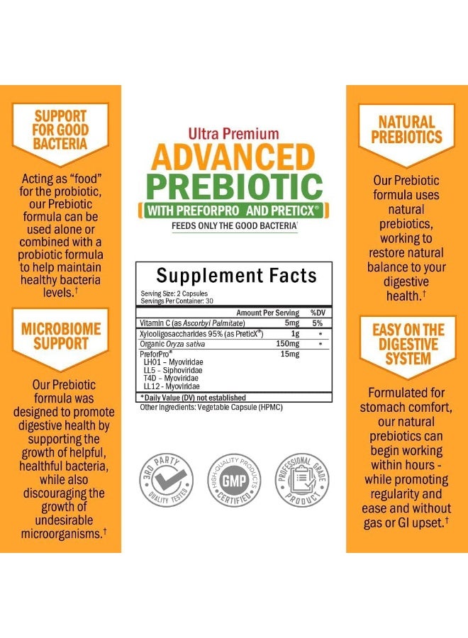 BioSchwartz Prebiotics for Advanced Gut Health - Immune System Booster & Dietary Fiber - Fuels Good Bacteria Growth to Promote Digestive Health, 60 Veggie Capsule - Image 2