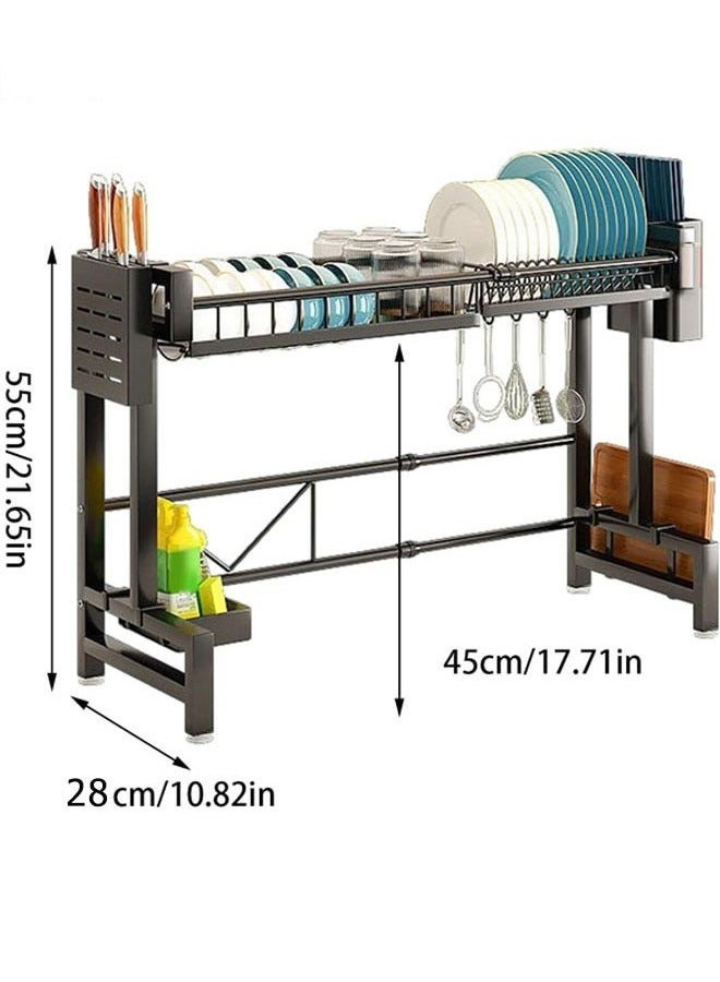 BLOOMING TIME Drain Rack Above Single-Layer Sink, Retractable, Can Hold Dishes, With Hooks, Kitchen Counter Finishing Rack - Image 2