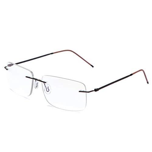 MIRYEA Rimless Progressive Multifocus Reading Glasses Blue Light Blocking No Line Multifocal Computer Readers for Women Men Rectangular Eyewear Titanium Lightweight Magnification Presbyopia Eyeglasses - Image 1