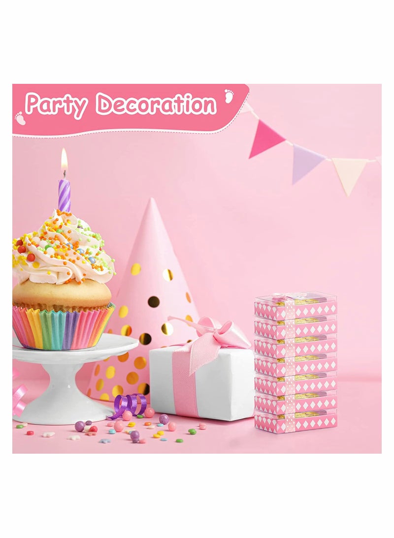 SOLARAE 6 قطع فتاحة زجاجات هدايا حفلة استقبال المولود للضيوف، تذكارات حفلة استقبال المولود لطيفة مع آثار أقدام الأطفال، زينة حفلة استقبال مولود محايدة، مستلزمات حفلة كشف الجنس للصبي والفتاة (وردي) - Image 5