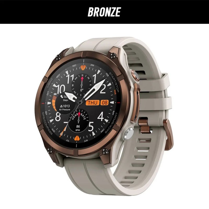 زيبليز ساعة ذكية Flagship Zeblaze Stratos 4 PRO Rugged GPS Smartwatch Amoled Download Maps Two-color Flashlight Music Storage Watch, Bronze - Image 1