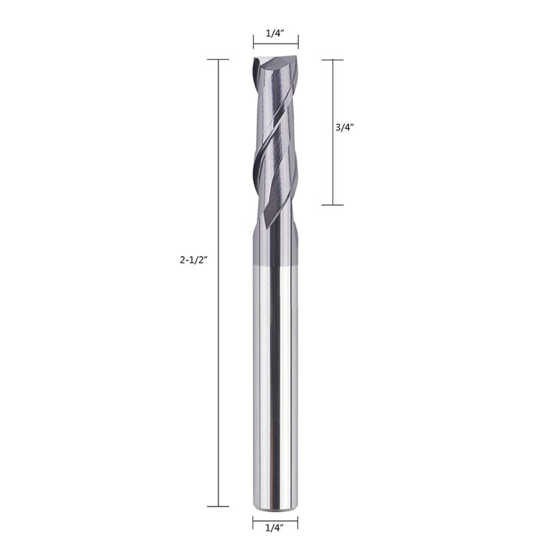 SpeTool 5PCS 2 Flutes Square Nose End Mill Set Power Milling Machine Carbide Upcut CNC Router Bits Tiain Coated, 1/4 inch Shank, 2 1/2 inches Long Overall - Image 2