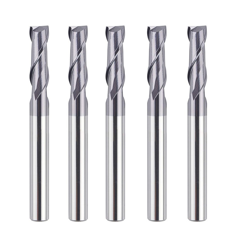 SpeTool 5PCS 2 Flutes Square Nose End Mill Set Power Milling Machine Carbide Upcut CNC Router Bits Tiain Coated, 1/4 inch Shank, 2 1/2 inches Long Overall - Image 1