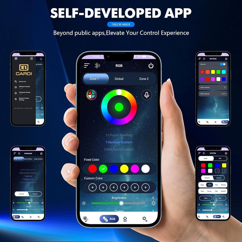 Amki 2025 Upgraded Dreamcolor Acrylic Interior Car LED Strip Light with Self-Developed App Dreamcolor RGB 22 in 1 Dual-Zone Wireless Control | Low-Profile Design Premium Car Ambient Lighting Kit - Image 4