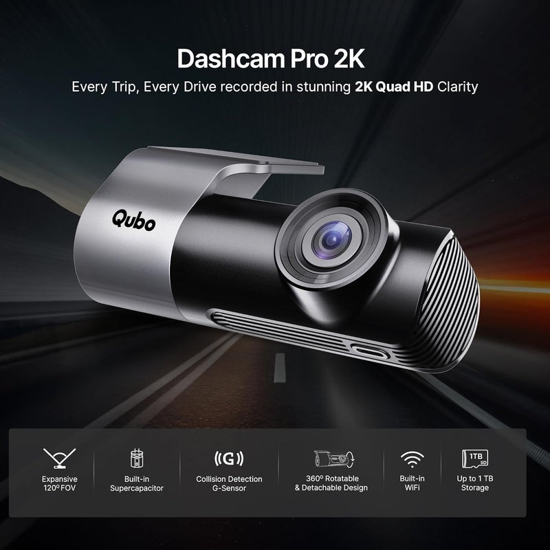 Qubo Car Dash Camera Pro Dash Cam, Car Gadget Dashboard Camera from Hero Group | Made in India Dashcam | Full HD 1080p | Wide Angle View | G-Sensor | WiFi | Emergency Recording - Image 2