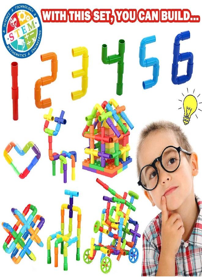 EP EXERCISE N PLAY Building Blocks Kids Educational Toys Creative STEM Tube Locks Construction Kit Pipe Tube Building Sets Preschool Learning Toys, Present Gift for Kids Boys and Girls 3+, 250 Pieces with Storage Box…  - Image 2