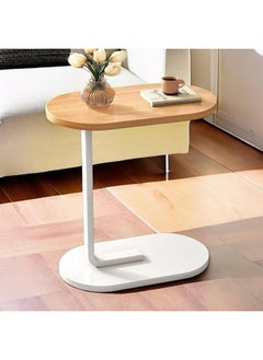 alimforyou Sofa table with beige top and white iron base, size 60*45*28 cm  - Image 1