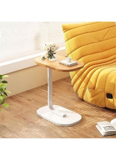 alimforyou Sofa table with beige top and white iron base, size 60*45*28 cm  - Image 2