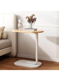 alimforyou Sofa table with beige top and white iron base, size 60*45*28 cm  - Image 3