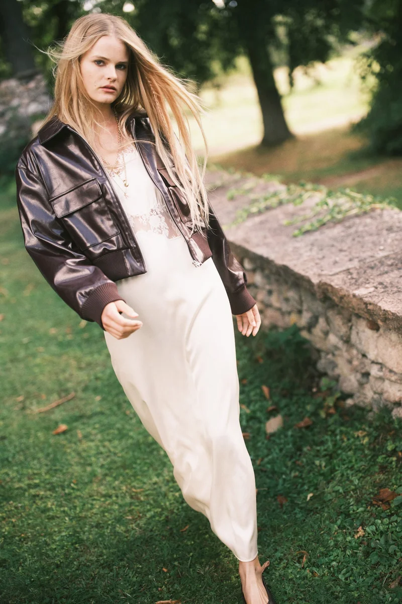 اتش اند ام جاكيت بومر من النسيج المطلي