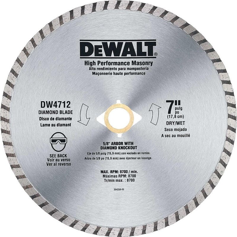 DEWALT Diamond Blade for Block and Brick DryWet Cutting Continuous Rim 7Inch DW4712 - Image 4