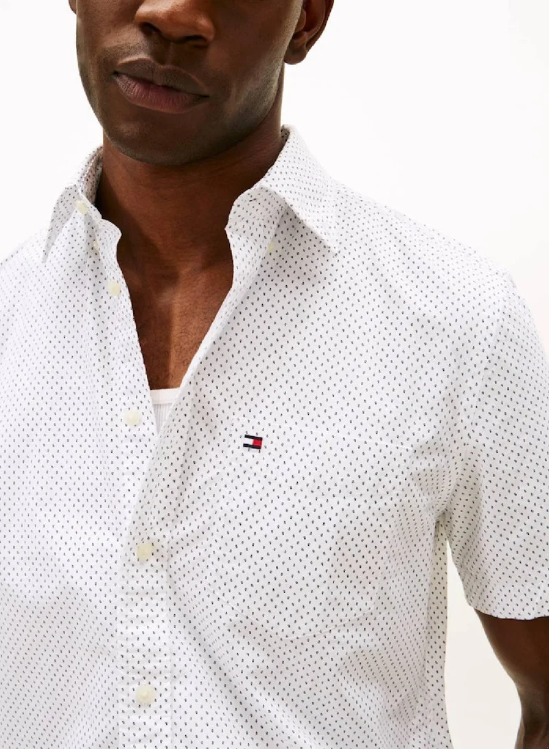 Tommy Hilfiger White Flex Poplin Print Shirt for Men | Best Price UAE