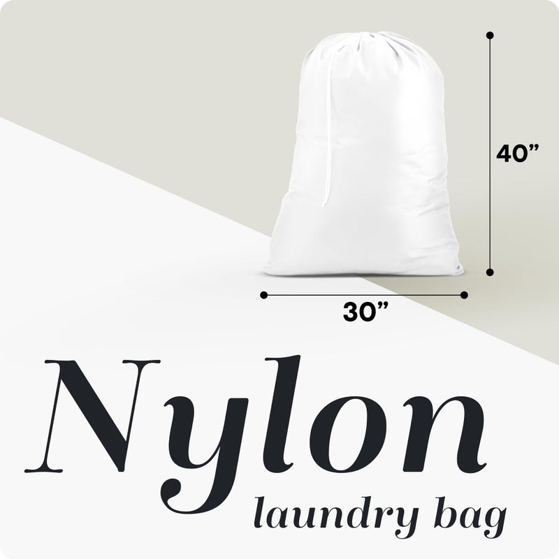 Handy Laundry Nylon Bag - Locking Drawstring Closure, Machine Washable, These Large Bags Will Fit a Laundry Basket and Strong Enough to Carry up to Two Loads of Clothes. (White | 30" x 40") - Image 2