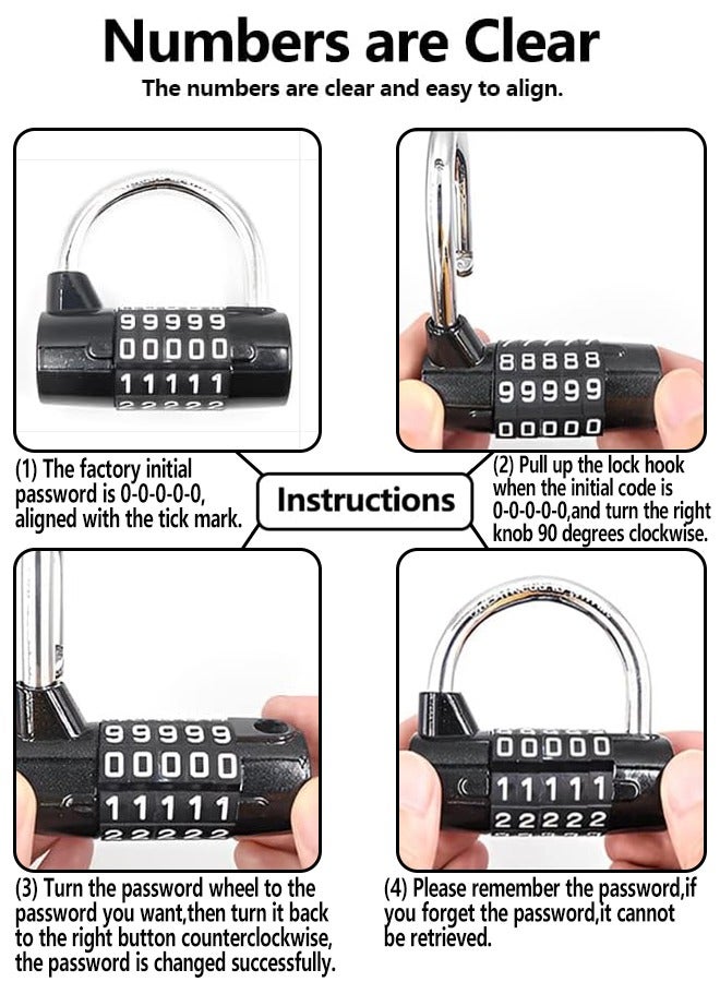 2pcs 5-digit Combination Padlocks with High Security-Durable Combination Locks with Solid Structure-Padlocks with Rotate Easily