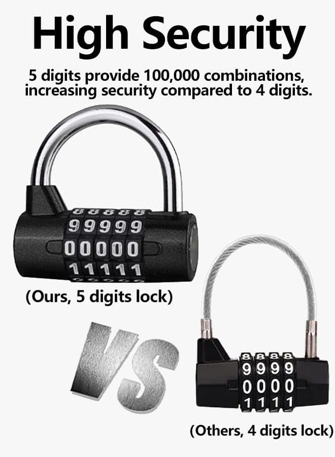 2pcs 5-digit Combination Padlocks with High Security-Durable Combination Locks with Solid Structure-Padlocks with Rotate Easily