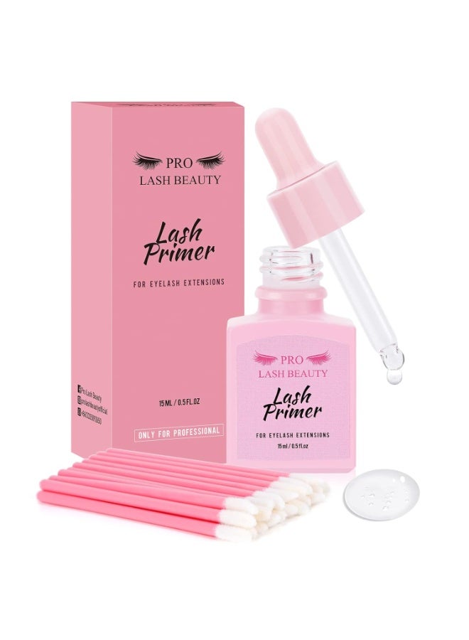 PRO LASHBEAUTY Lash Primer for Eyelash Extensions, 15ML Eyelash Primer, Lash Extension Primer Pre-Treatment Protein Clean Natural Lashes Increase Glue Bonding Retention Special Dropper (Clear, 15ml)  - Image 1