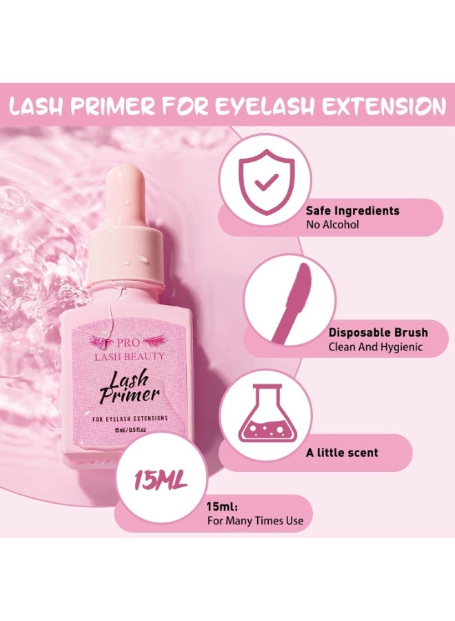 PRO LASHBEAUTY Lash Primer for Eyelash Extensions, 15ML Eyelash Primer, Lash Extension Primer Pre-Treatment Protein Clean Natural Lashes Increase Glue Bonding Retention Special Dropper (Clear, 15ml)  - Image 3