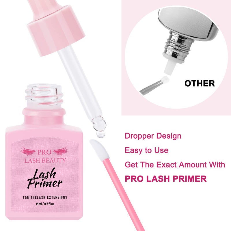 PRO LASHBEAUTY Lash Primer for Eyelash Extensions, 15ML Eyelash Primer, Lash Extension Primer Pre-Treatment Protein Clean Natural Lashes Increase Glue Bonding Retention Special Dropper (Clear, 15ml) - Image 4