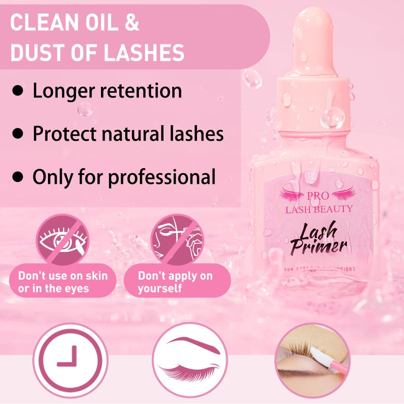 PRO LASHBEAUTY Lash Primer for Eyelash Extensions, 15ML Eyelash Primer, Lash Extension Primer Pre-Treatment Protein Clean Natural Lashes Increase Glue Bonding Retention Special Dropper (Clear, 15ml) - Image 3